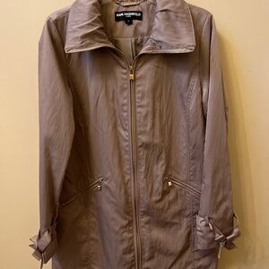 Karl Lagerfeld Taupe Rain Coat with Gold Zipper
